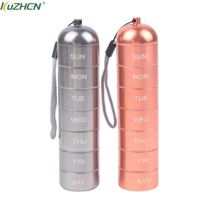 

Металлический влагостойкий органайзер для еженедельных таблеток для путешествий пеших прогулок коробка для таблеток на 7 дней чехол водон...