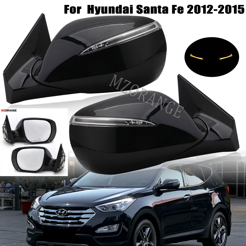 

Боковое зеркало в сборе для Hyundai Santa Fe Sport 2013-2016, зеркала заднего вида, мощное стекло, зеркало с подогревом, световые сигналы LensTurn