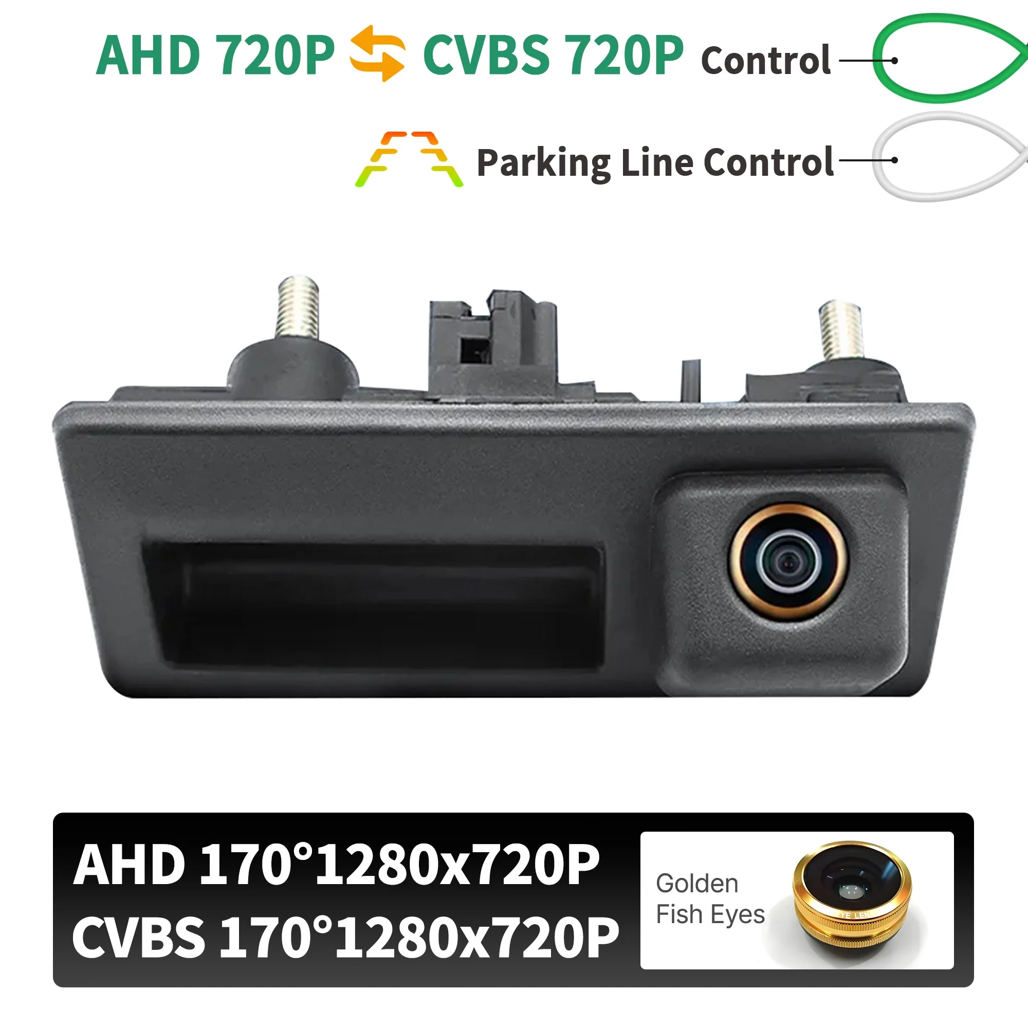 

Камера с ручкой багажника AHD 1080P 170 ° Автомобильный вид сзади для Volkswagen VW Passat Golf Polo B6 B7 Jetta Tiguan Touareg Audi A3 A4 A5 A6