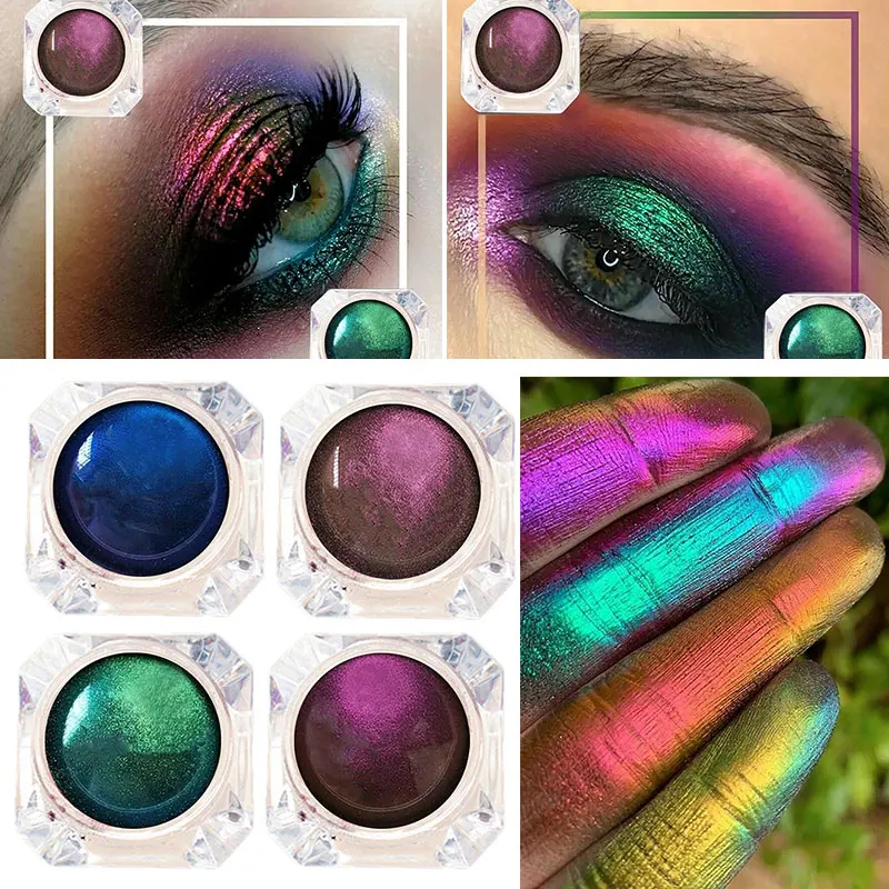 

HEALLOR 1Pcs Chameleons Eyeshadow Mirror Paste Chrome Color Glitter Eye Shadow Gloss Mono Eyeshadow