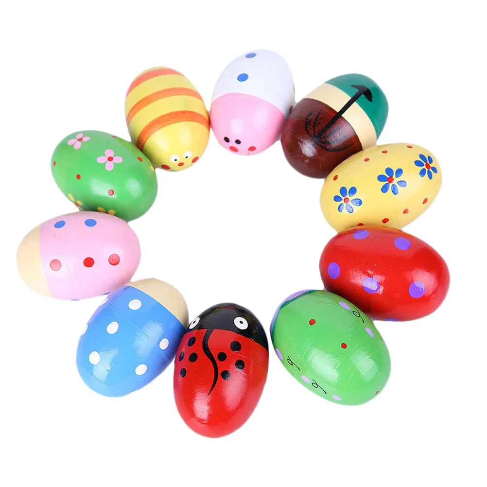 

16Pcs Easter Wood Eggs Shakers Creative Wood Percussion Egg Wooden Eggs Shakers Easter Eggs for Infant Baby