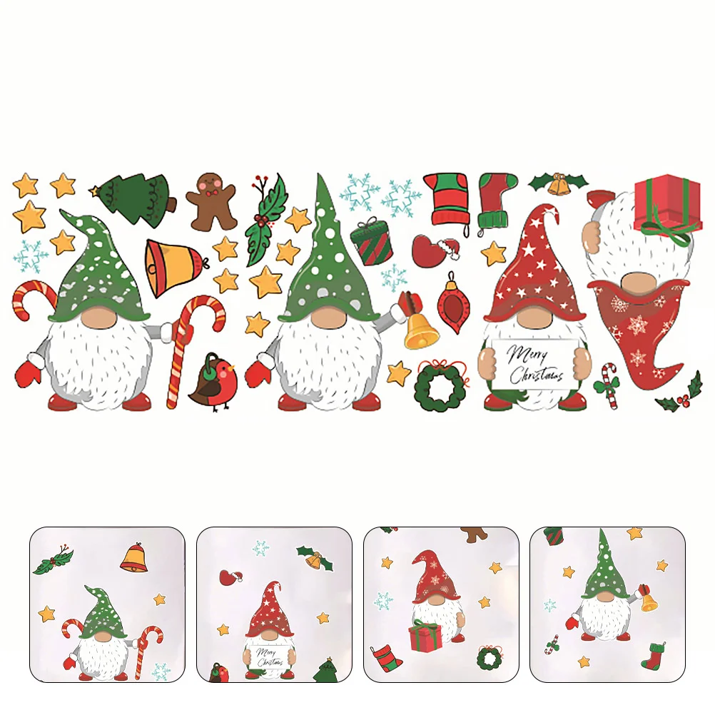 

Christmas Window Wall Stickers Sticker Decorations Decal Door Refrigerator Decalssanta Self Adhesive Displayholiday Snow Fridge