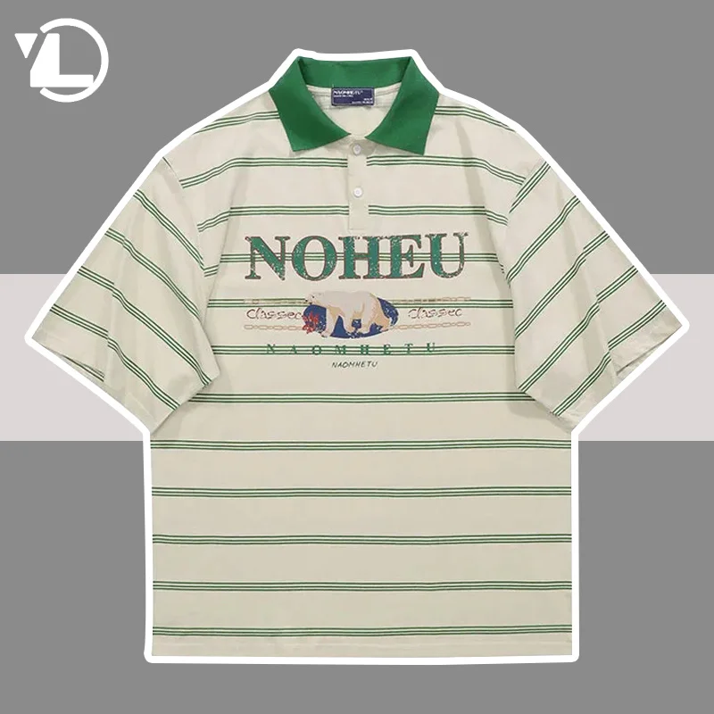 

Мужская рубашка-поло с коротким рукавом, в стиле Харадзюку