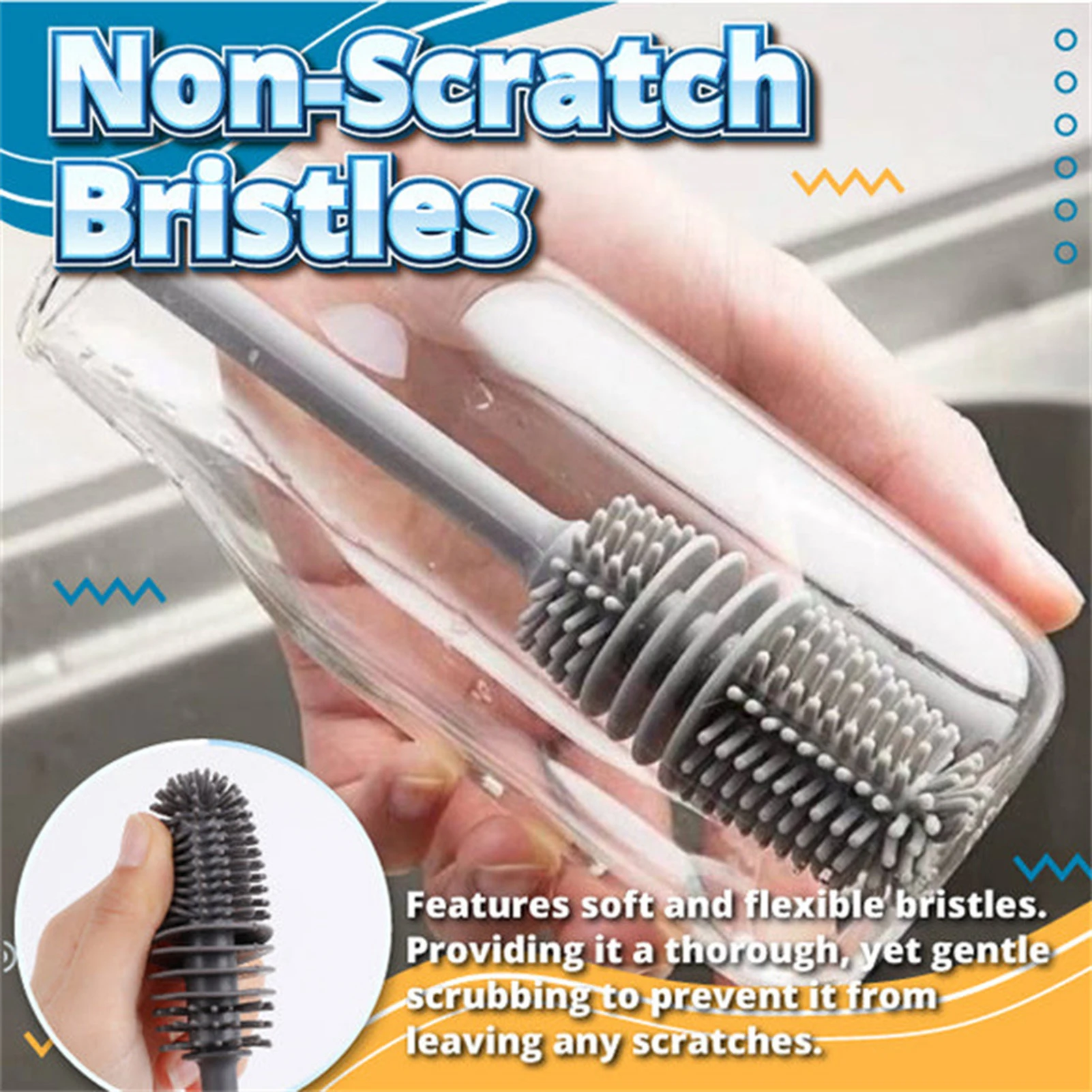 

Silicone Cup Brush Cup Scrubber Glass Cleaner Kitchen Cleaning Tool 13in Long Handle Drink Wineglass Bottle Glass Cup Cleaning