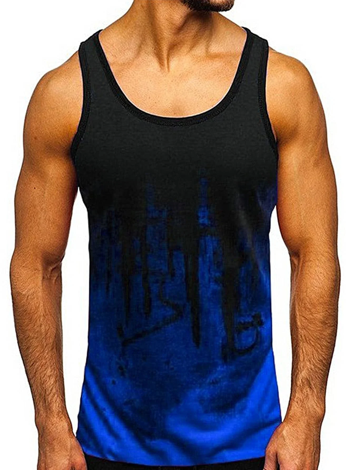 

Men Random Brush Print Tank Top