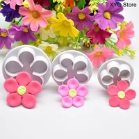 3pcs cookie cutter flower plunger diy cake fondant mold plastic kitchen gadgets cake decorating tools baking accessories