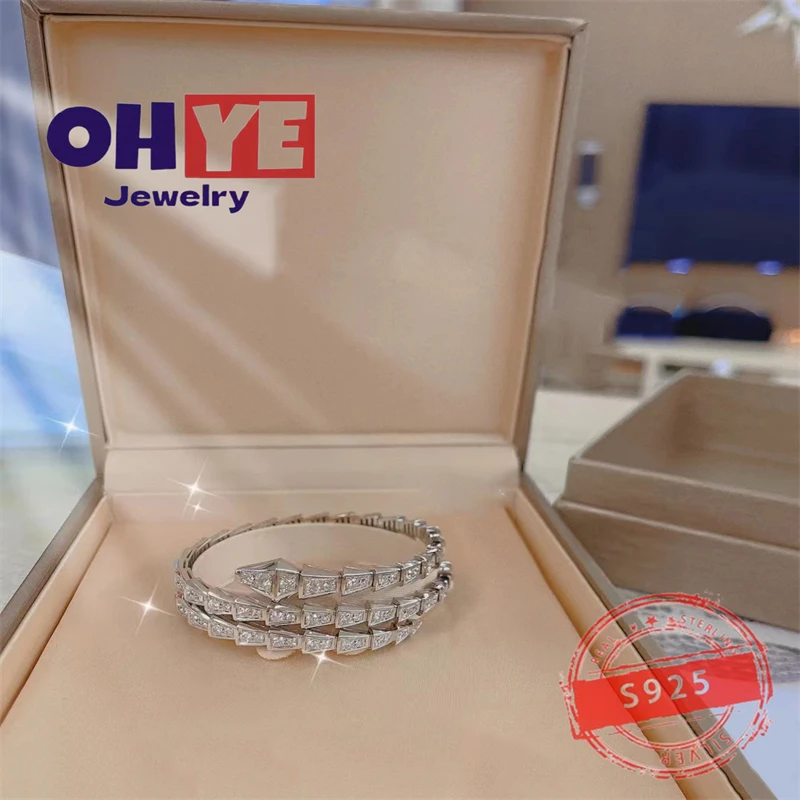

1:1 Hot sale Western style Silver colour Custom Simple Fashion Snake Bone luxury party Bracelet Personality Shiny Jewelry
