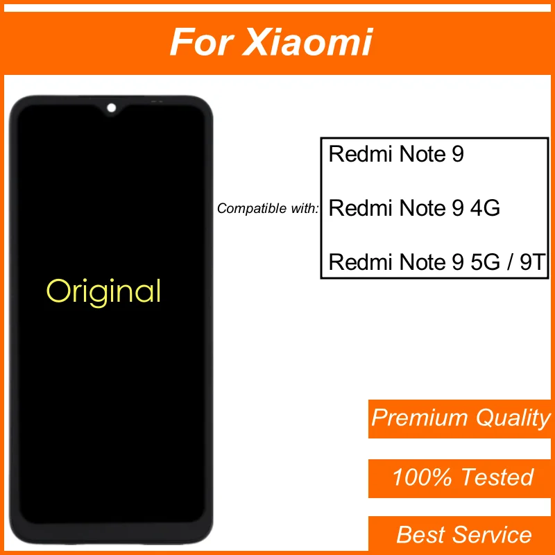 

A+++ Original Screen For Xiaomi Redmi Note 9 4G 5G LCD Display With Frame Digitizer Assembly Replacement For Redmi Note 9T LCD
