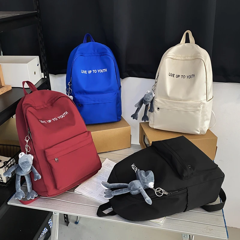 

Letter Embroidery Student Schoolbag Backpacks For Teenager Girl 2022 Large Capacity Lightweight Waterproof Travel Bag Book Bags