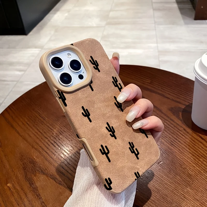 Фото Чехол для телефона с узором черного кактуса, подходит для iPhone 17 16 15 14 13 12 11 Pro/Max/Plus, противоударный и устойчивый к падениям. №4