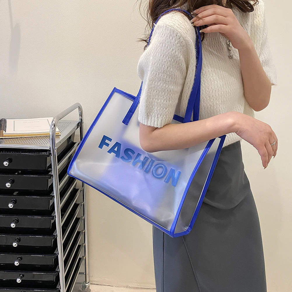 

Новая Женская водонепроницаемая прозрачная сумка, портативная пляжная сумка INS, вместительные сумки из ПВХ, модная железная сумка через пле...