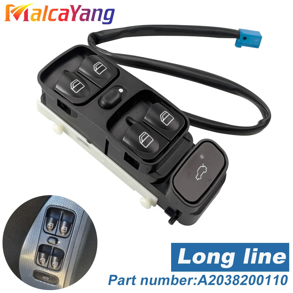 

Переключатель управления стеклоподъемниками для Mercedes-Benz C-Class W203 C180 C200 C230 C240 C270 C280 C320 C350 A2038200110 A2038210679-B