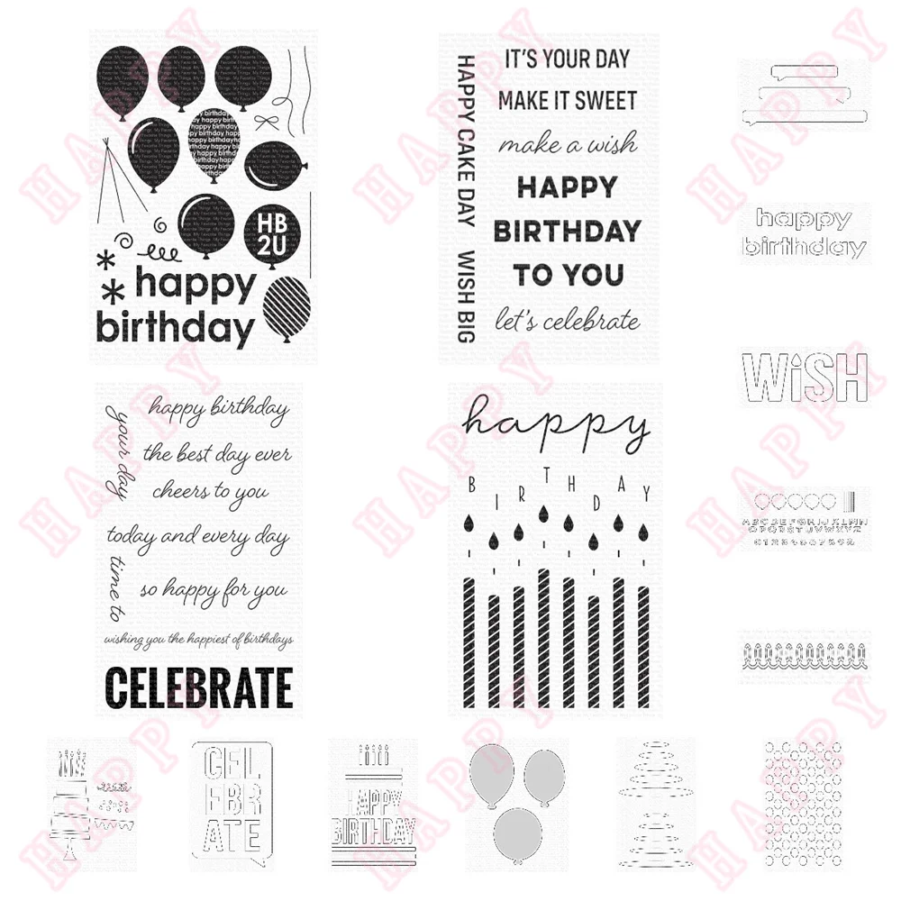 Balloon Birthday Party Metal Cutting Dies And Stamps Scrapbook Diary Decoration Embossing Template Diy Greeting Cards Handmade