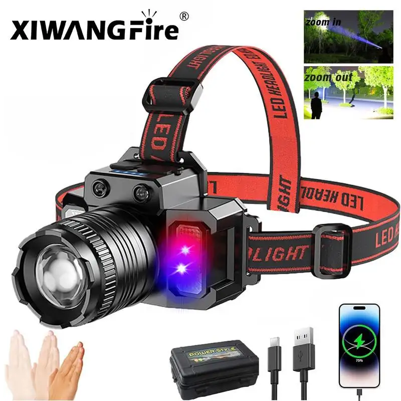 Usb Перезаряжаемый Регулируемый Налобный Фонарь С Датчиком Движения