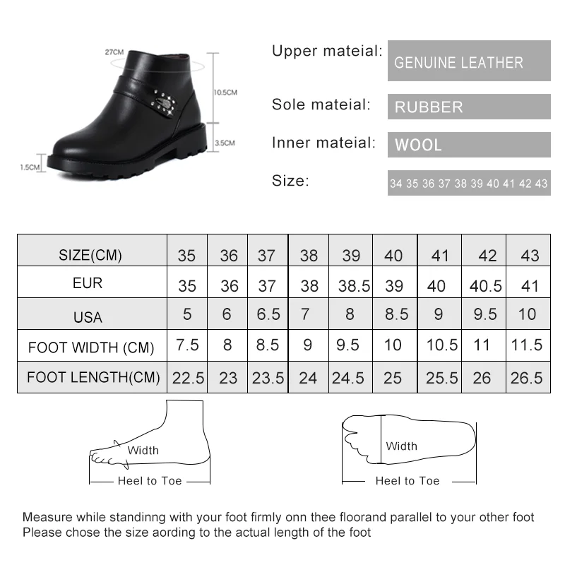 Winter Boots for Women  2023 New Snow Boots Women Genuine Leather Non-slip Women's Casual Booties Warm Chunky Boots Ladies