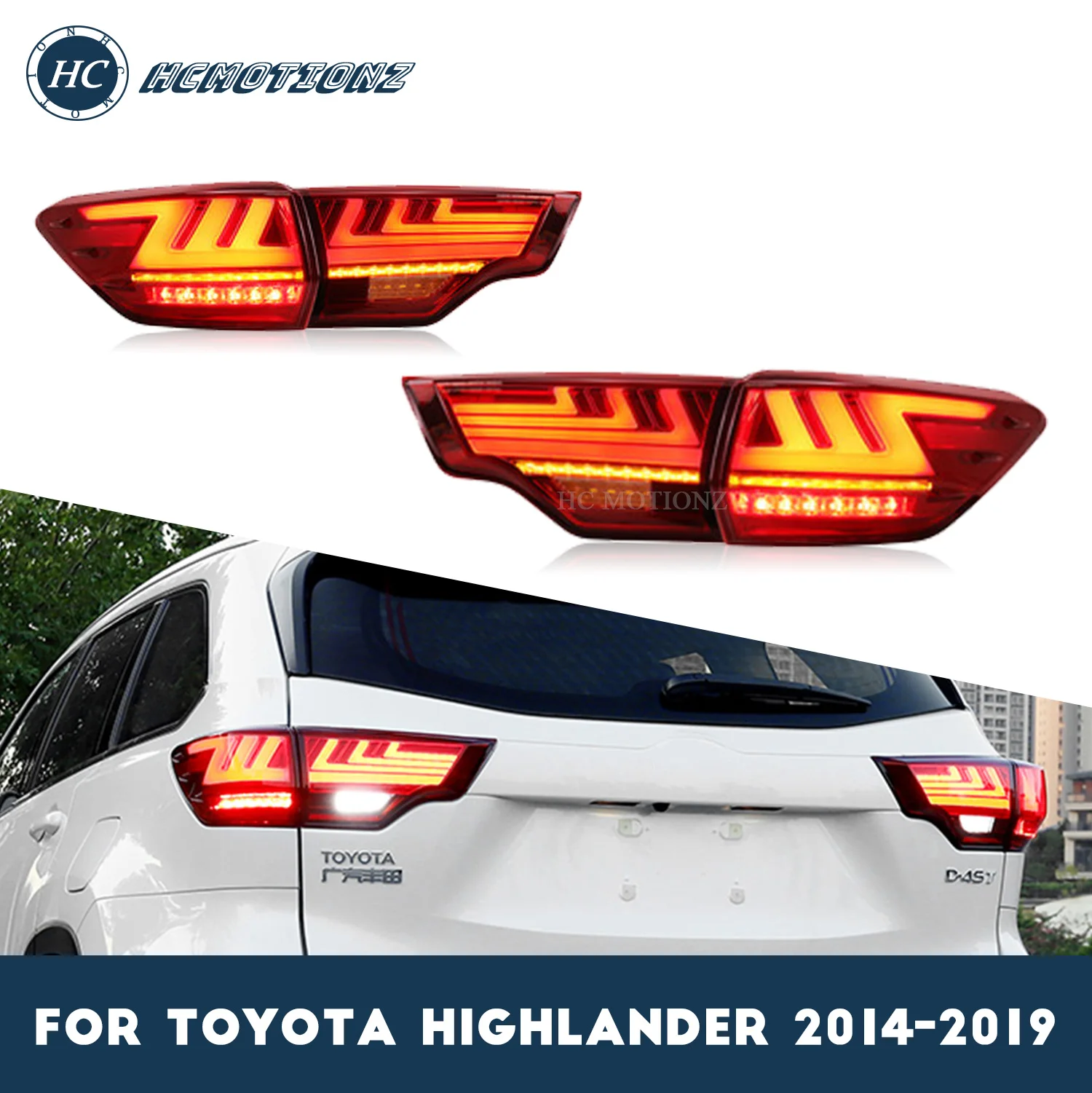 

Светодиодные задние фары HCMOTIONZ в сборе для 2014-2019 Toyota Highlander старт анимация DRL автомобильный Стайлинг задняя фара аксессуары