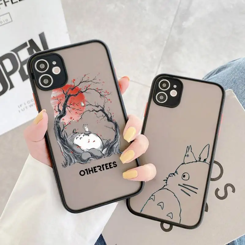 

totoro sprite away anime cute line Phone Case matte transparent For iphone 14 11 12 13 plus mini x xs xr pro max cover