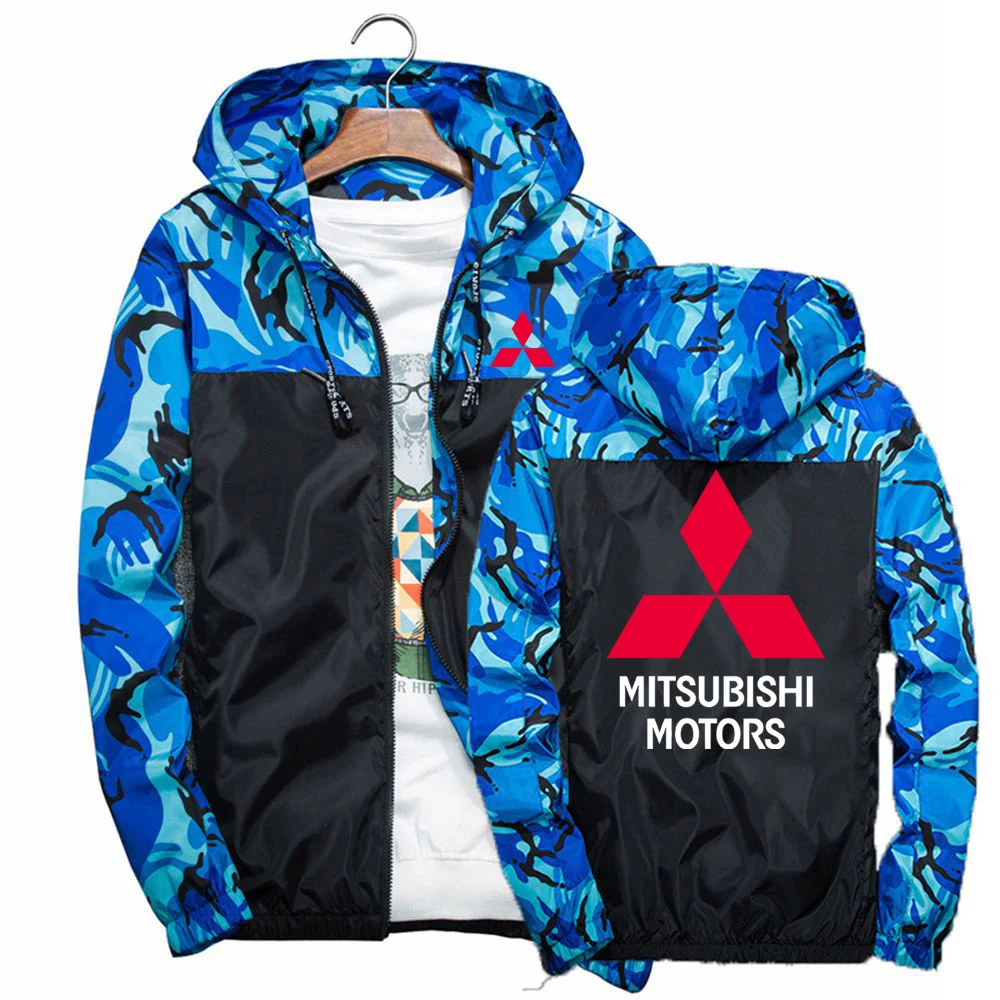 

2023 Autumn Male Motorcycle For mitsubishi Logo Print Military Windbreaker Camouflage Patchwork Jacket Fashion High Quality Coat