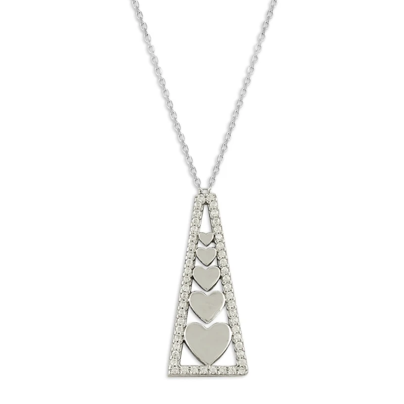

Silver 925 Set Triangle Inside Heart Necklace