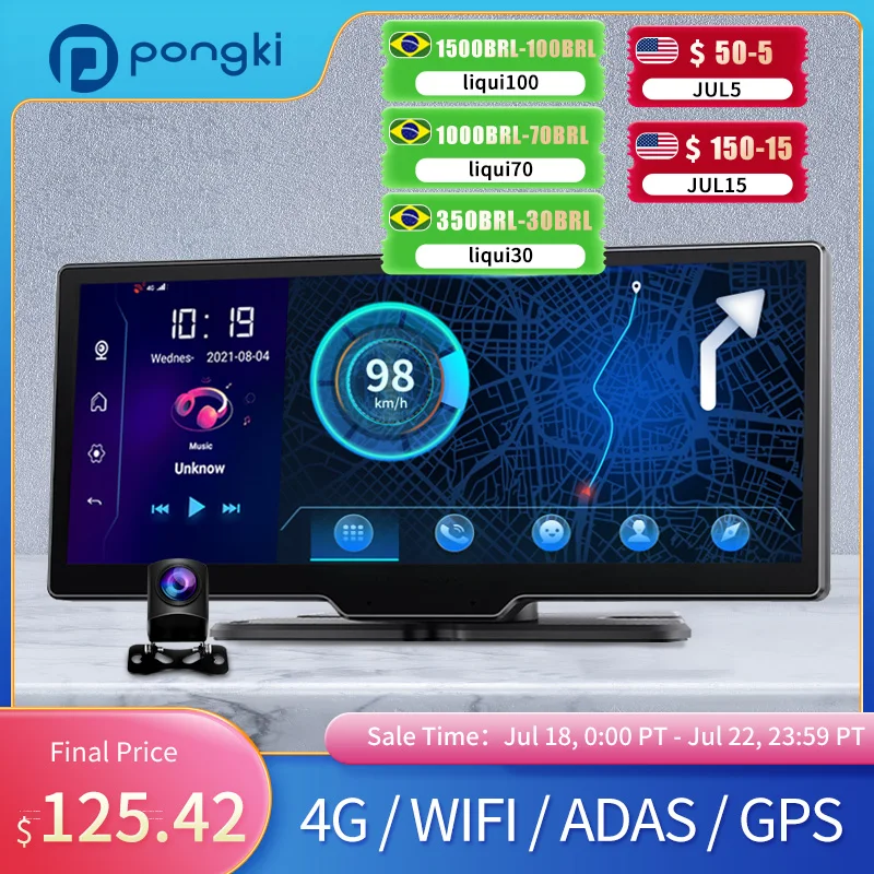 

Автомобильный видеорегистратор Pongki Q98, Android 8,1, RAM4G, ROM32G, ADAS, FHD, 1080P, GPS, Google, навигация, Bluetooth, 4G