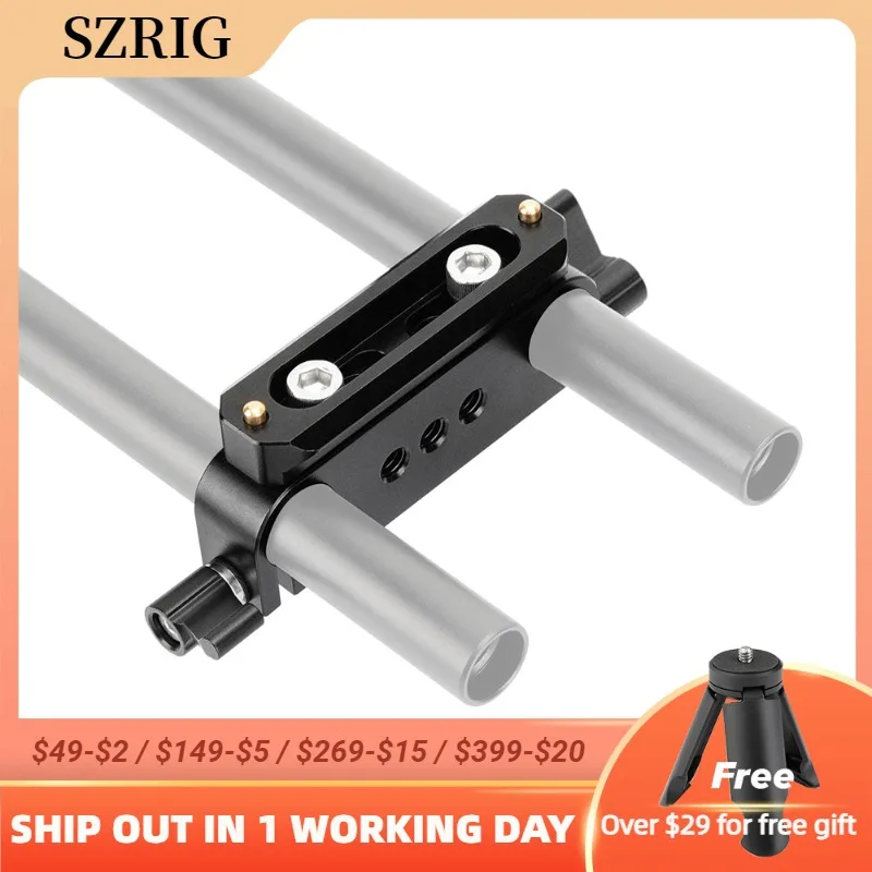 

SZRIG 15mm Dual Rod Clamp With QR NATO Safety Rail 70mm 100mm 1/4 Expansion Hole For Dslr Photo Studio Accessory Universal