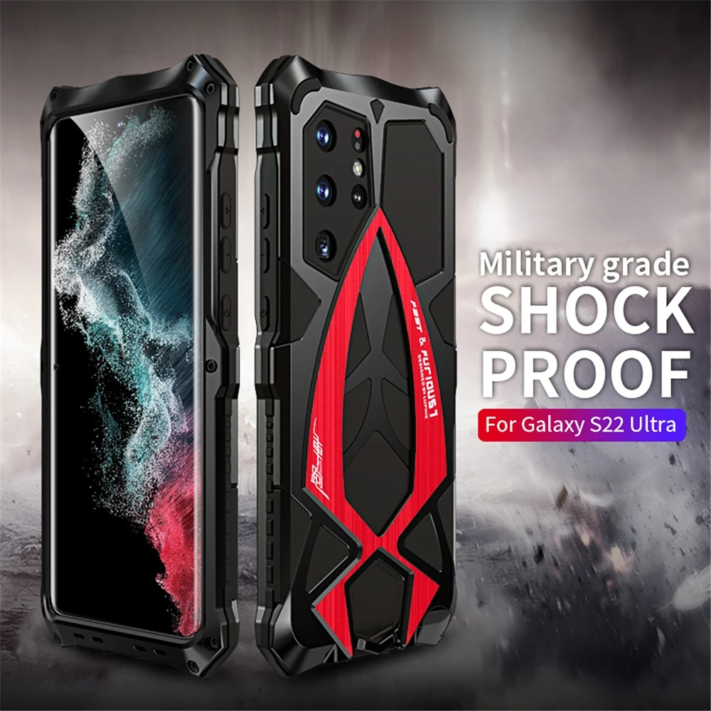 

Металлический сверхмощный защитный чехол для Samsung Galaxy S22 Ultra 5G, чехол для защиты камеры, противоударный чехол для телефона Fundas