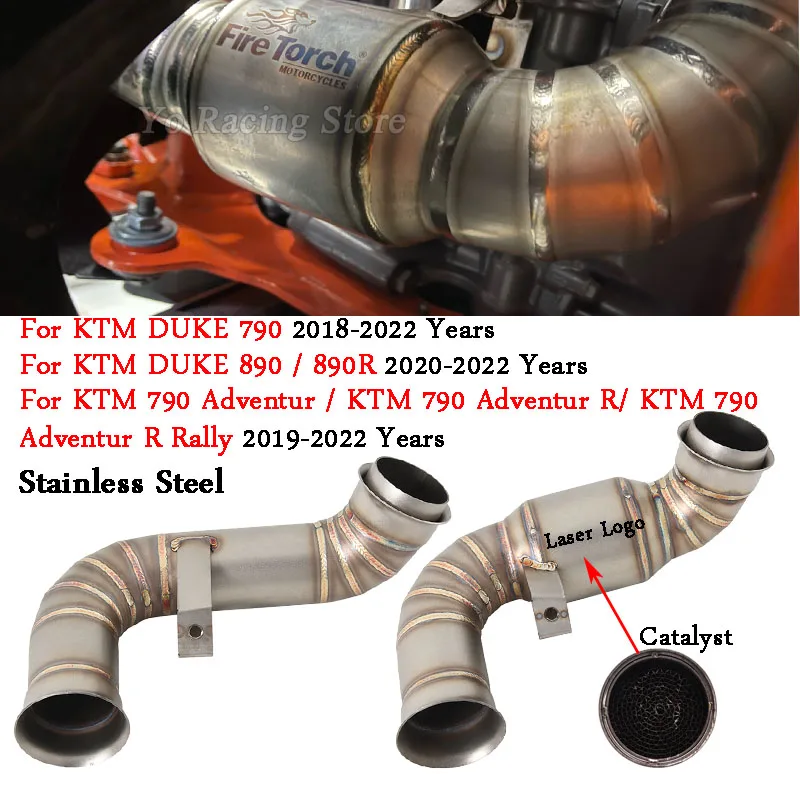 For KTM DUKE 790 Duke 890 / 890R 18-22 KTM 790 Adventur R Ktm790 R Rally 19-22 Motorcycle Exhaust Modify Mid Link Pipe Catalyst