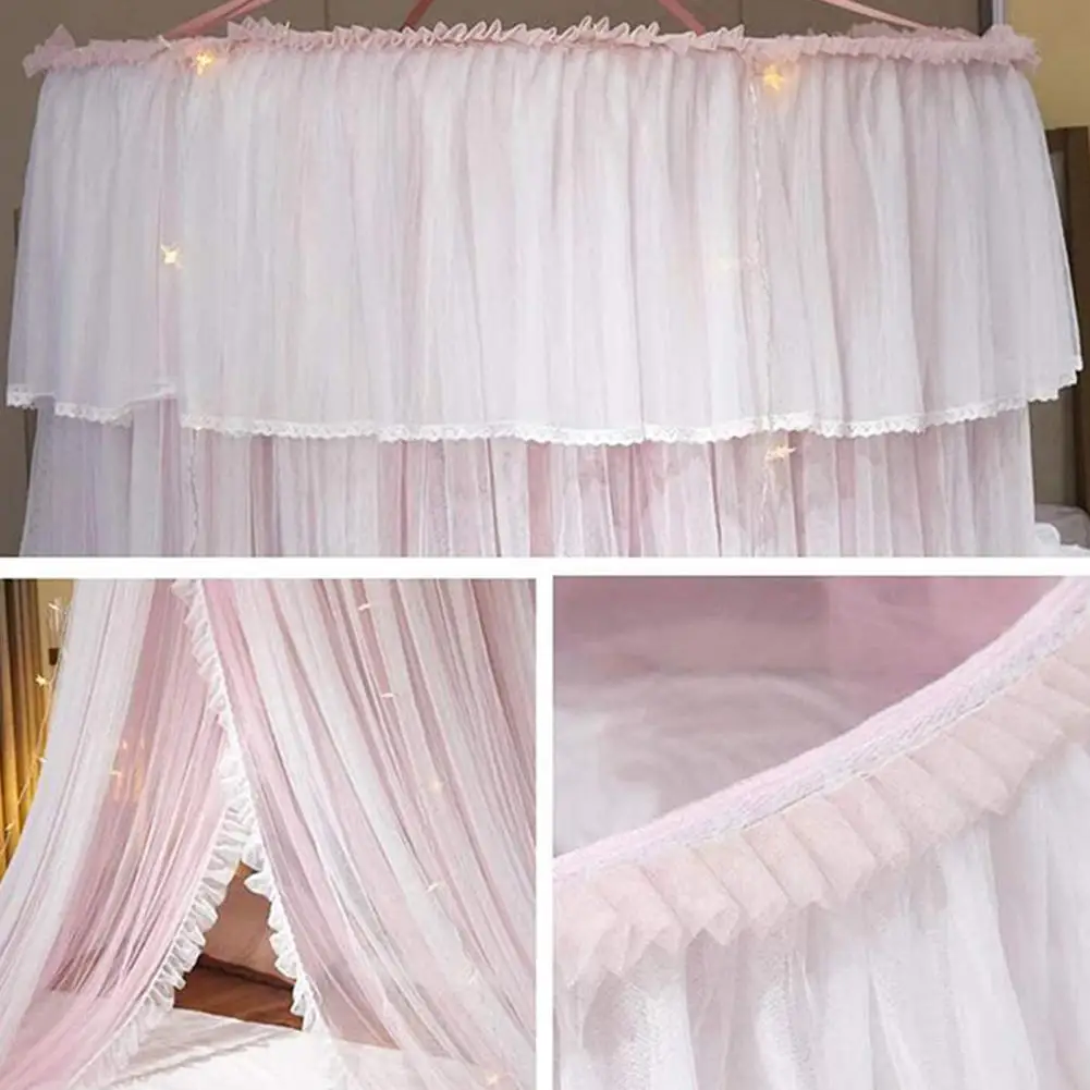 

Princess Bed Net 1 Set Beautiful Sheer Mesh Lace 360 Degree Rotation Kids Girls Bedroom Bed Net Home Supplies