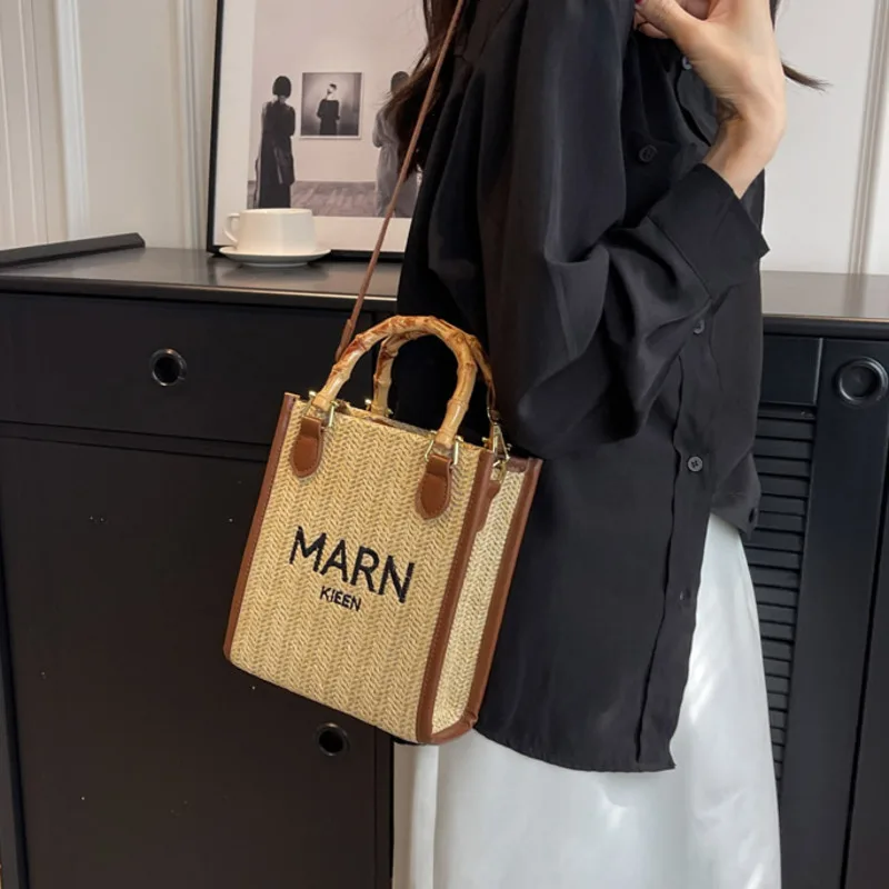 

Luxury Design Women Beach Handbag Lady Casual Weave Straw Tote Bag Crossbody Bag Bucket Shoulder Bag Outdoor Travel Shopping Bag