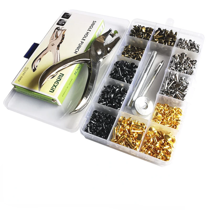 

KAZSNG 480PCS 4Color Metal Double-sided Rivet+Installation Tool Leather Cap Rivet Rivet Remaches Gun Aluminum Rivets Nut Home
