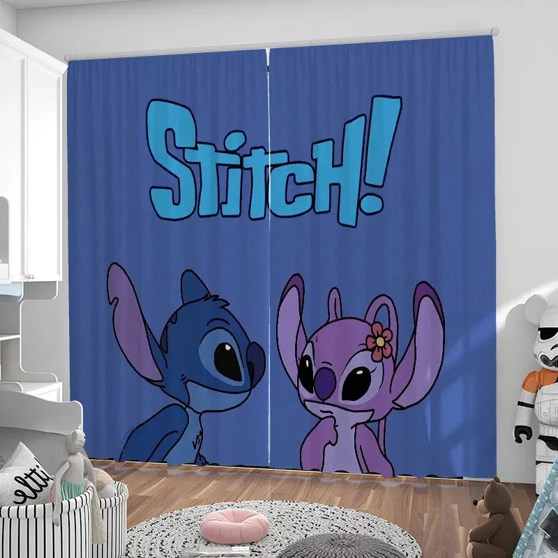 

2 Panels Disney Stitch Blackout Curtains for Living Room Shading Curtain for Bedroom Custom Curtains Home Decoration