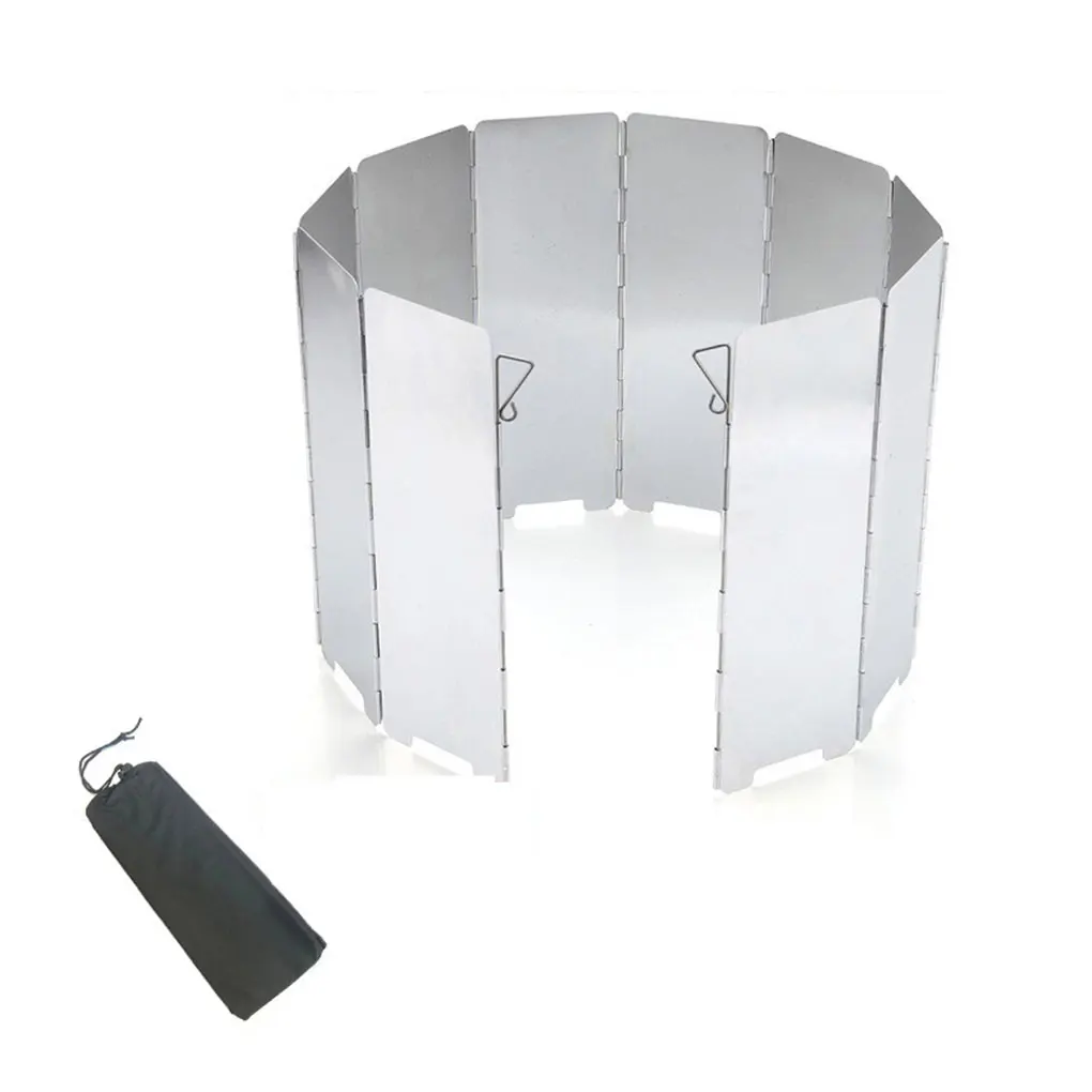 

Windshield Set with Protecting Bag Foldable Camping Equipment Aluminum Alloy Windproof Screen for Stove Accessories