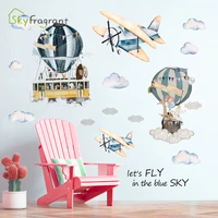 large cartoon hot air balloon wall sticker airplane stickers self adhesive kids room decoration home decor baby bedroom decor