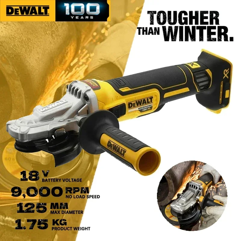 Фото Угловая шлифовальная машина DEWALT, 20 в, 125 мм, аккумуляторная портативная полировальная машина DCG405FN №1