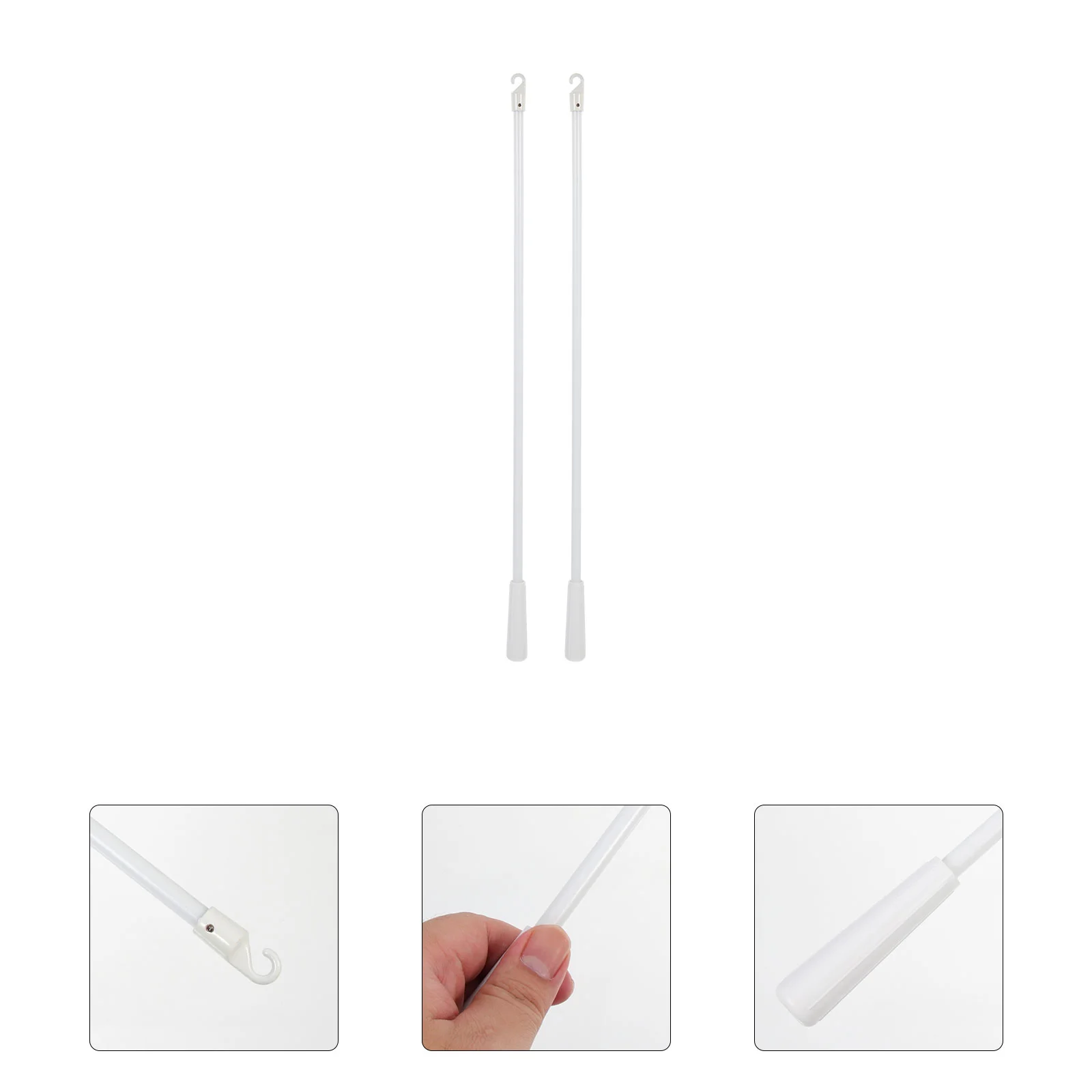 

2 Pcs Mini Blind Venetian Rod Tilt Curtain 45X1CM Stick Wand Replacement Hook White Glass Fiber Opener