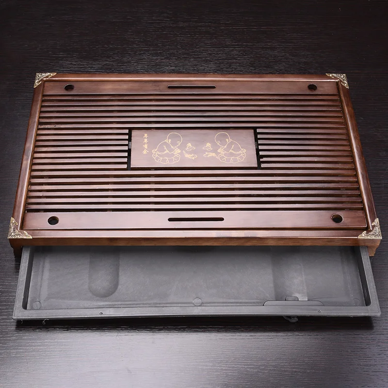 

Serving Solid Wood Tea Tray Black Rectangular Luxury Japanese Serving Tray Vintage Chinese Plateau Repas Rolling Tray Set