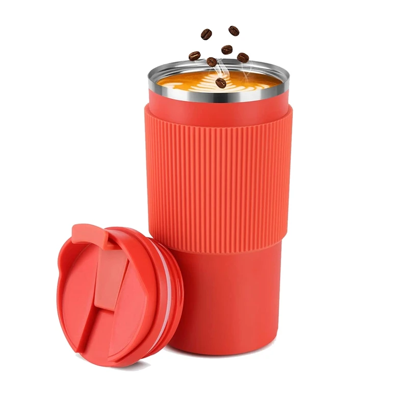 

Термокружка 450 мл, кофейная кружка с двойными стенками и изоляцией, кружка для кофе в автомобиле для чая (красная)