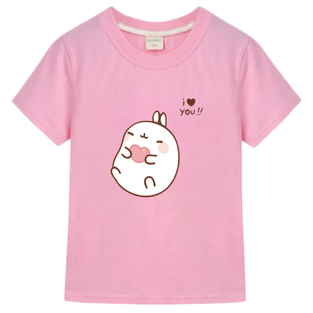 

Kids Cute Rabbit Molang T-shirts for Girls Cartoon Piupiu T Shirt Baby Boys Clothes Summer Children's Clothing Tops 100% Cotton