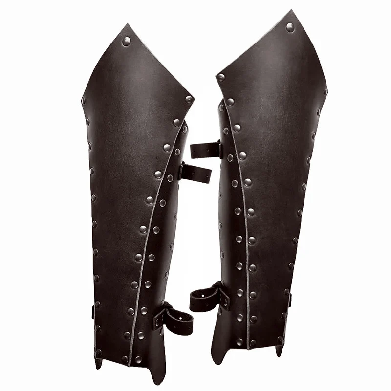 Medieval Viking Knight Leather Gaiters Steampunk Leg Armor Half Chaps Boot Shoes Cover Greaves Ranger Cosplay Costume Accessory