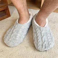 home fluffy slippers sock mens winter warm anti slip plush soft sole comfy gray floor male lazy casual indoor fuzzy shoes flat