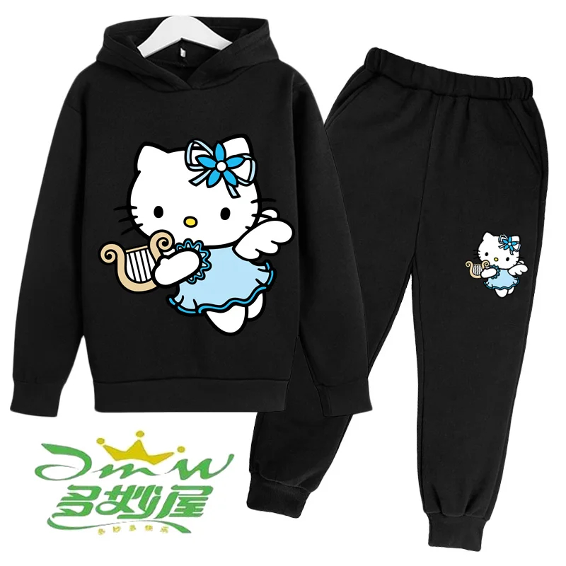 

Holiday gift Hellokitty Cartoon Children's Set Boys Girls Fall/Winter Warm fashion Kawaii Children's Set Cute Baby 2023