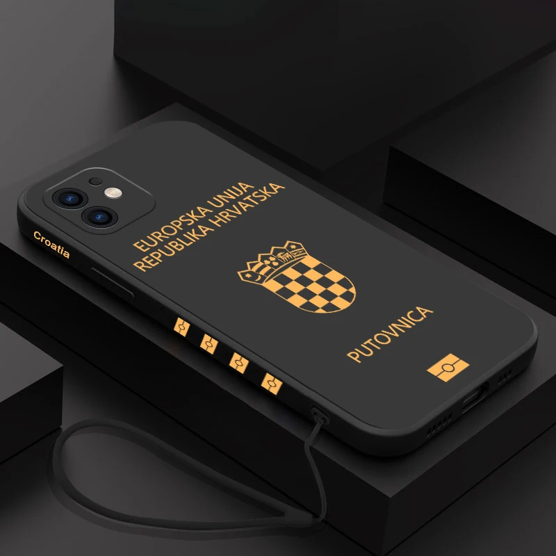 

Croatia Passport Cover Phone Case For Samsung Galaxy S23 S22 S21 S20 Ultra Plus FE S10 4G S9 Note 20 10 Plus With Lanyard Cover