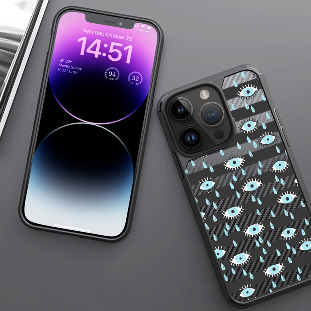 

Blue Eyes Phone Case for IPhone 14 13 11 ProMax 12 Mini Plus XR XSMax 7 8 SE2022 Luxury Transparent Acrylic Hard Back Cover