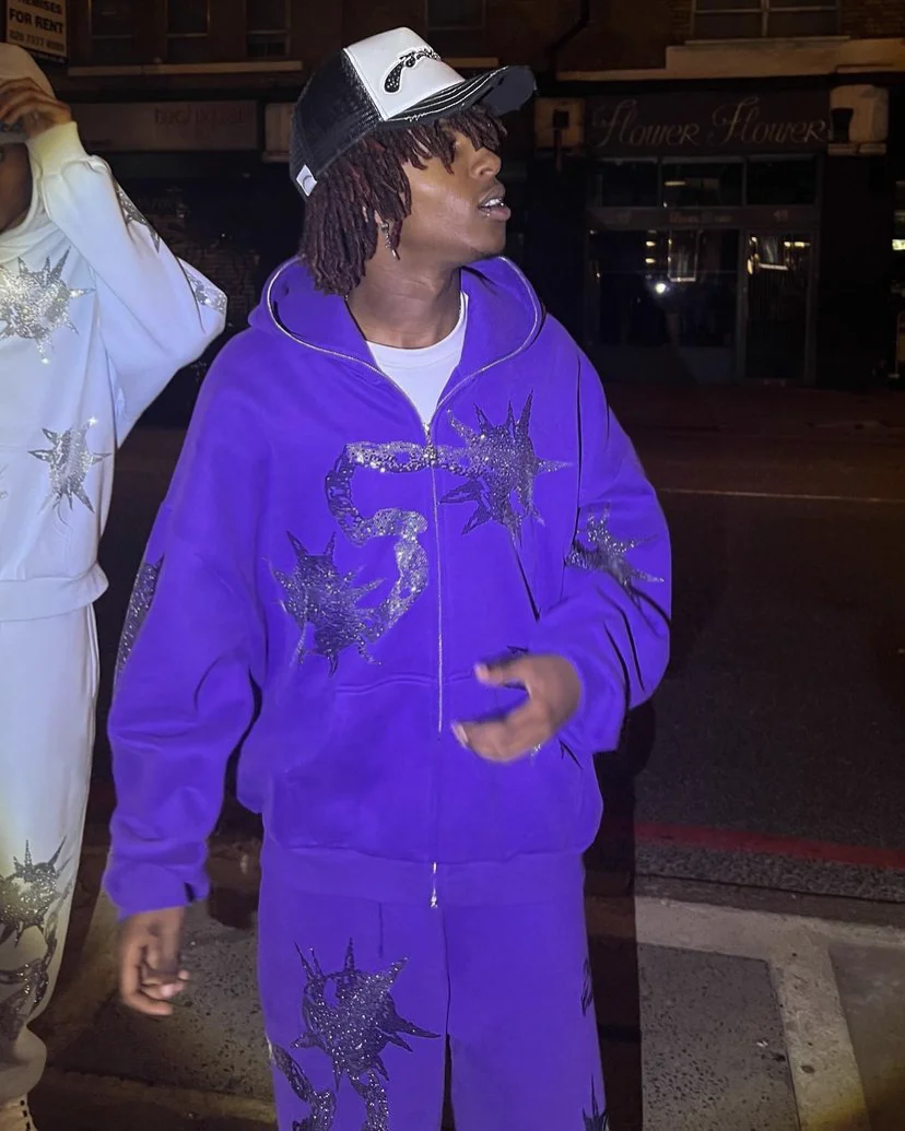 

Retro Hoodies Harajuku Rhinestone Graphics Oversized Hooded Sweatshirt Sweatpants Grunge Long Sleeve Jacket Coat Tracksuits Y2K