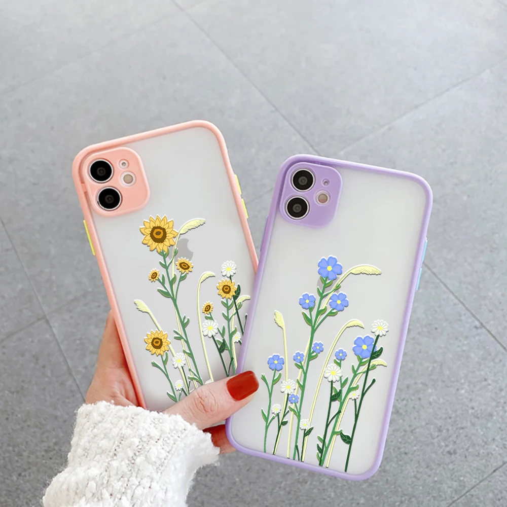 Чехол для телефона с ручной росписью и цветочным принтом iPhone 14 13 12 11 Pro Max Mini Clear Cover