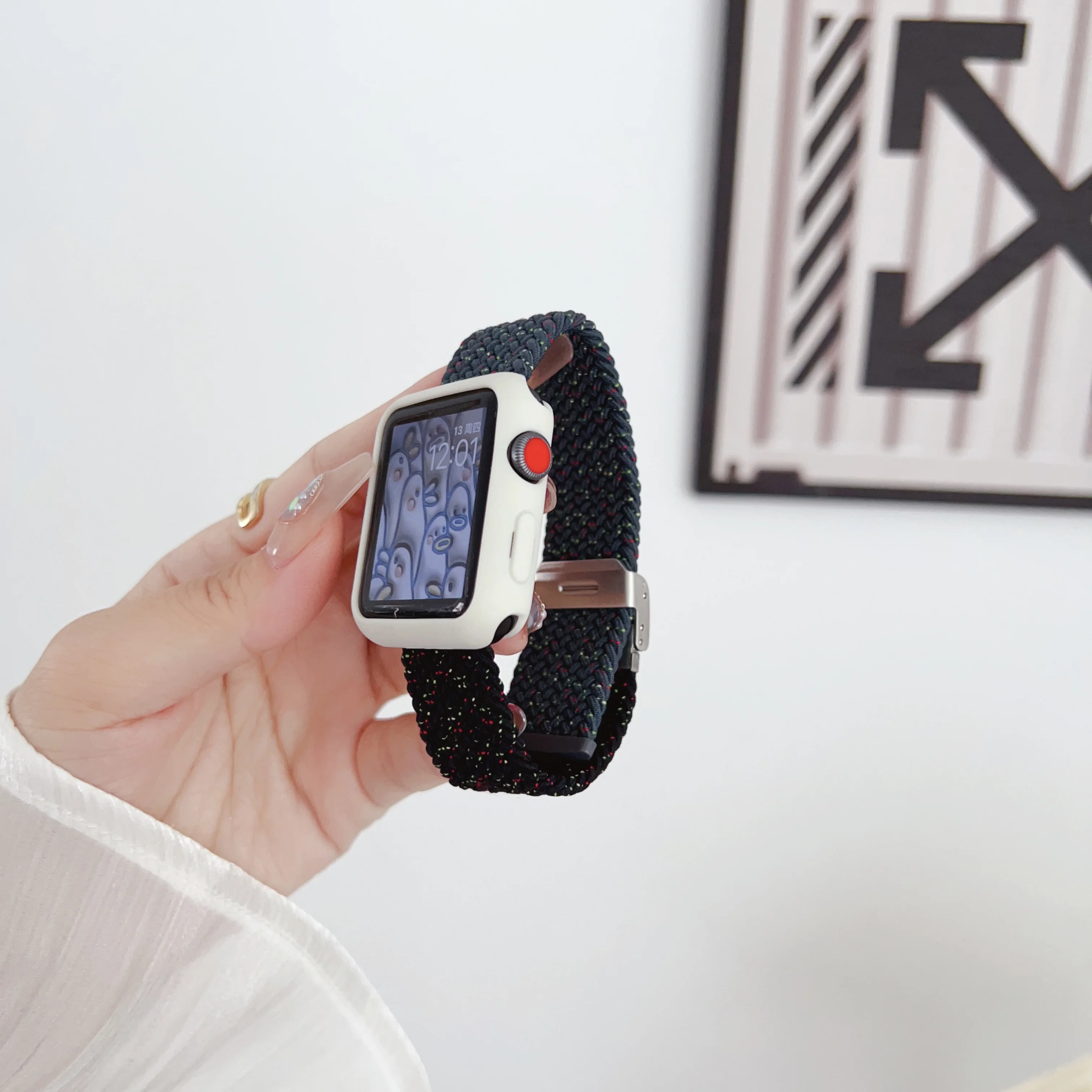 Elastic Nylon Strap For Apple watch band 8 7 41mm 45mm Braided Solo Loop correa bracelet For iWatch series SE 6 5 4 44 40mm 38mm