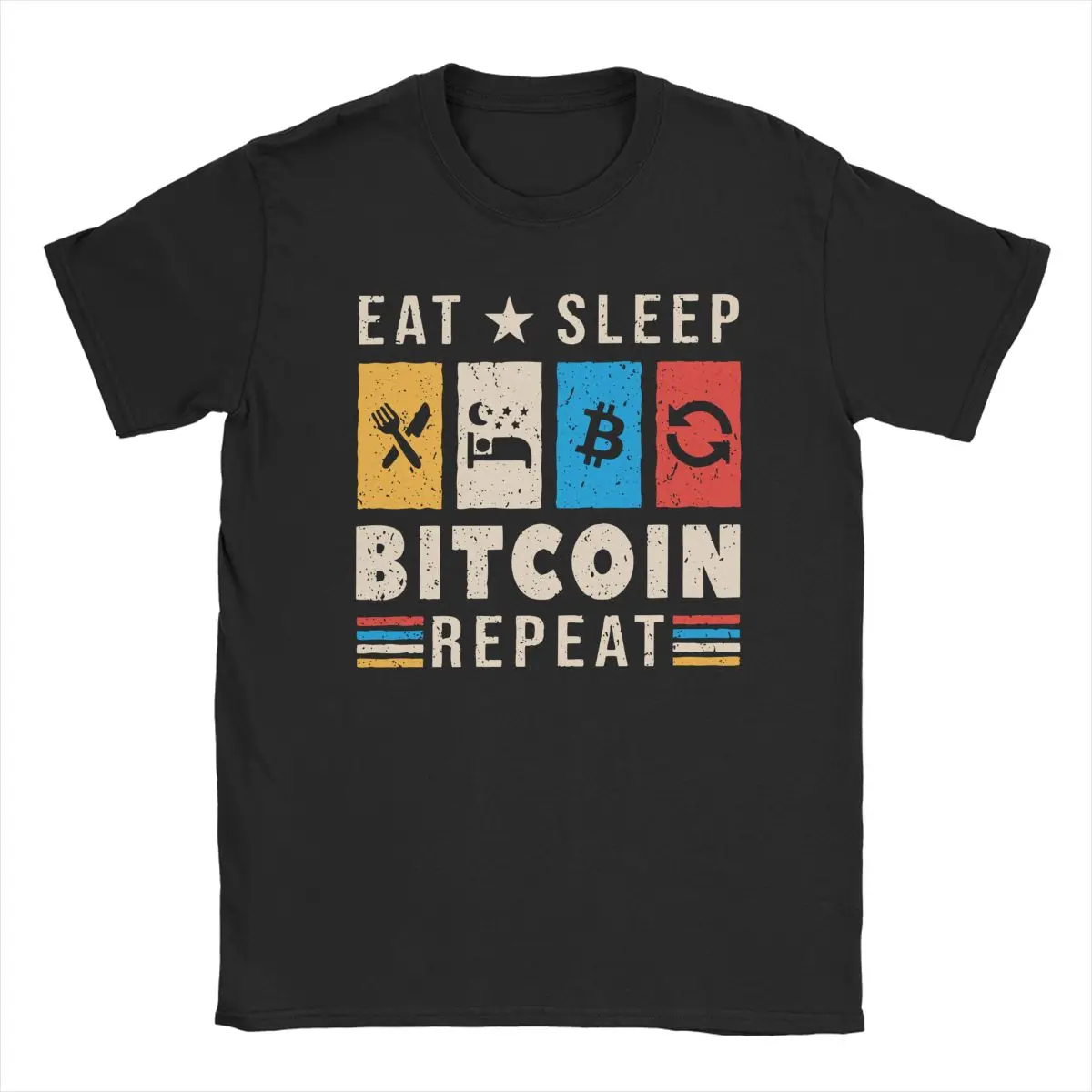 

Bitcoin Retro Eat Sleep T Shirt for Men Women Cotton Vintage T-Shirts Round Neck Cryptocurrency Tee Shirt Short Sleeve Clothes