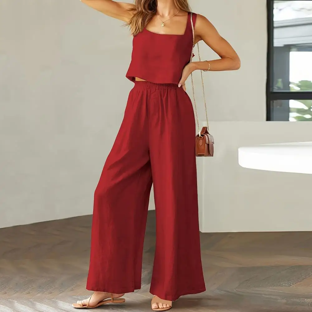 Женский летний комплект из 2 предметов жилет и брюки Свободный Топ без рукавов с