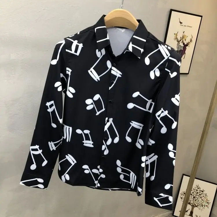 Men's spring and autumn new long sleeve shirt Korean fashion slim high quality men's shirt stylist handsome jacket