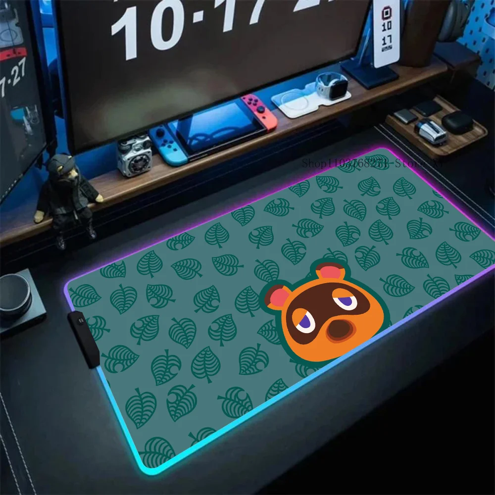 A-Animal C-Crossing Mousepad XXL RGB Gaming Mouse Pads HD Black Gamer Accessories Large LED